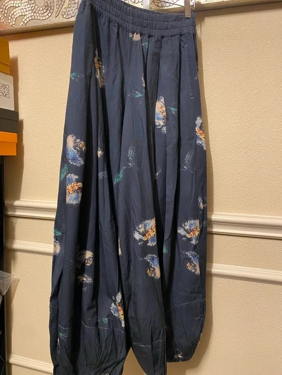 Relaxed Seaside Print Harem Pants - Blue - Picture 6 of 8